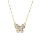 Layered Butterfly Diamond Yellow Gold Pendant front view
