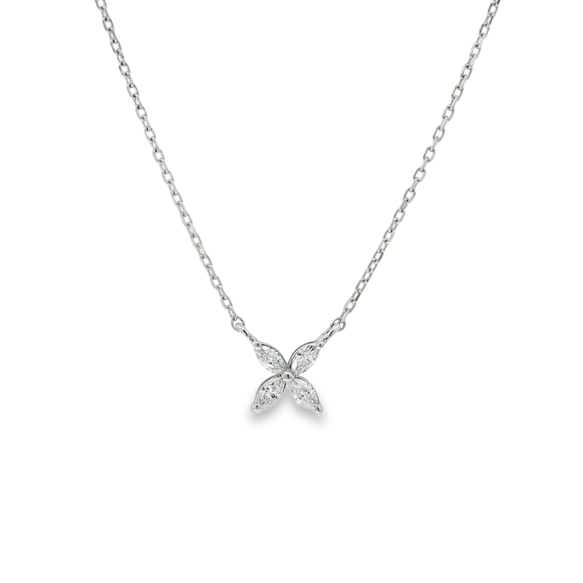 Marquise Diamond Butterfly Pendant in white gold front view