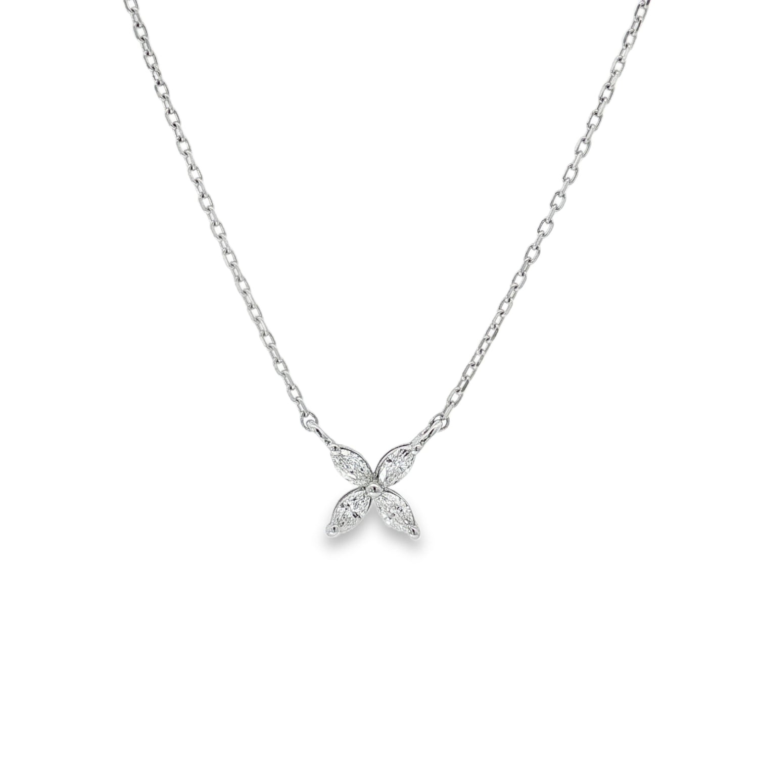 Marquise Diamond Butterfly Pendant in white gold front view