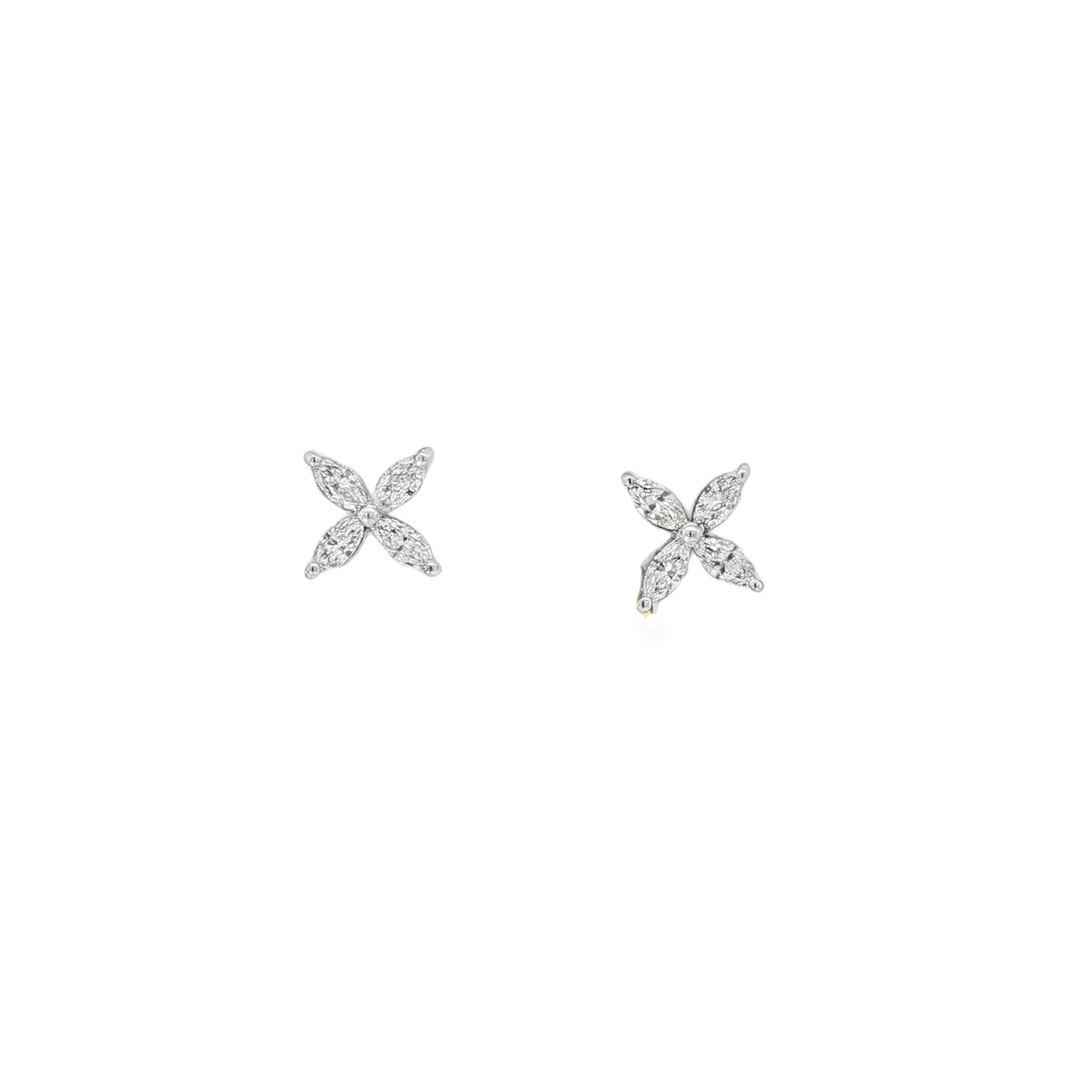 Marquise Diamond Butterfly Stud Earrings in white gold front view