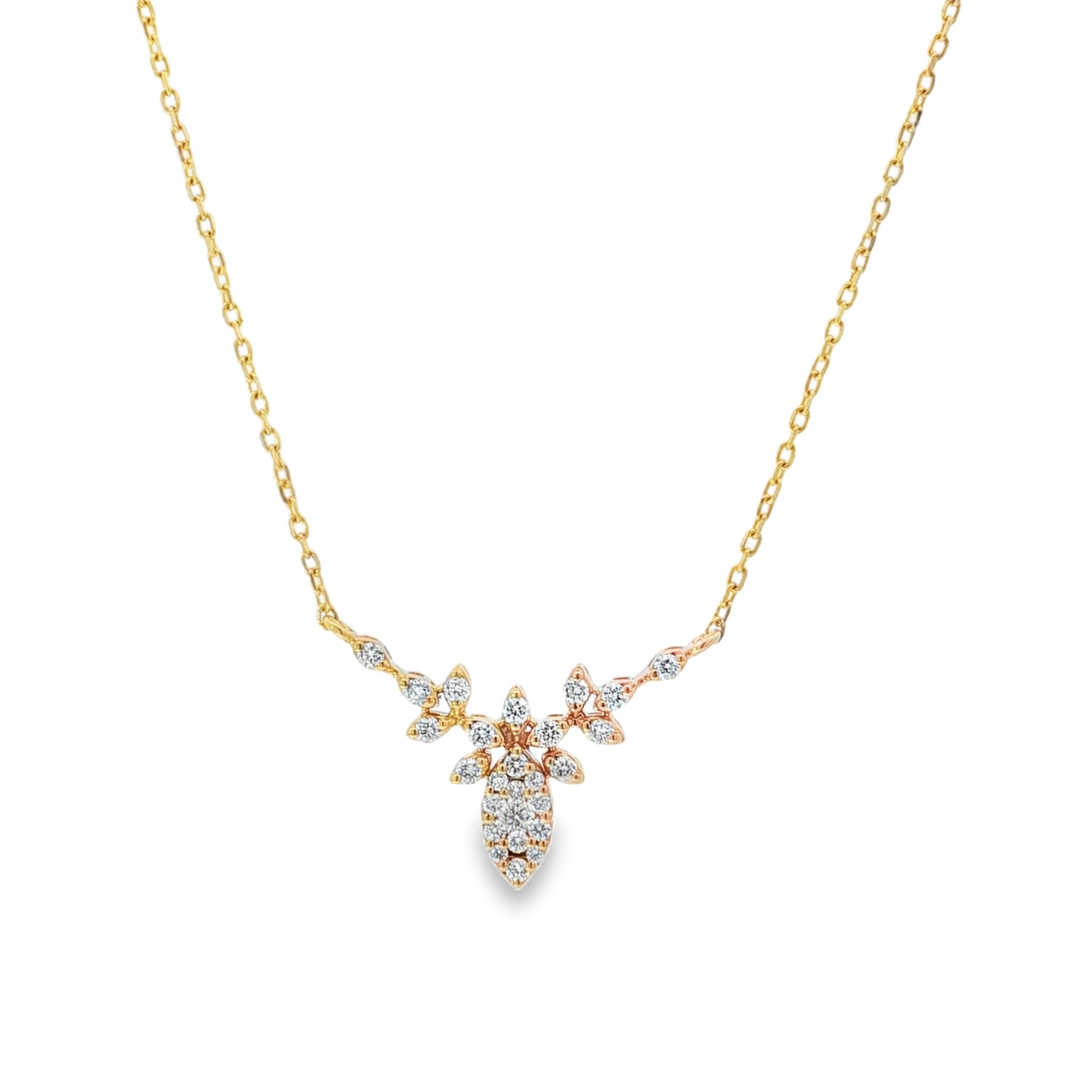 Diamond Bird Yellow Gold Pendant front view