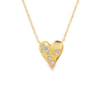 Flush-Set Diamond Heart Yellow Gold Pendant front view