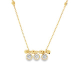 Three-Stone Diamond Charm Yellow Gold Pendant front view
