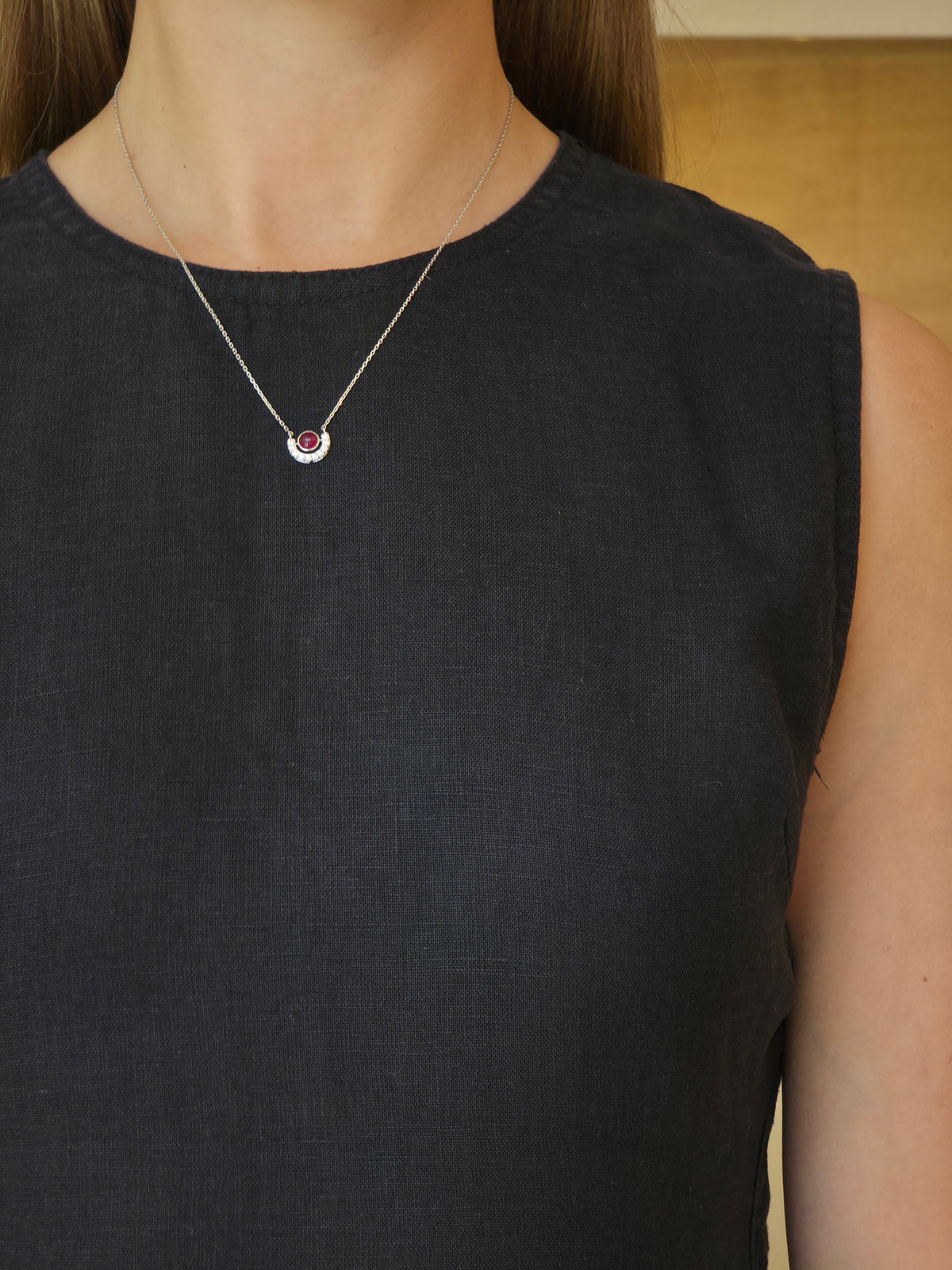 Ruby Diamond Crescent Pendant - additional view