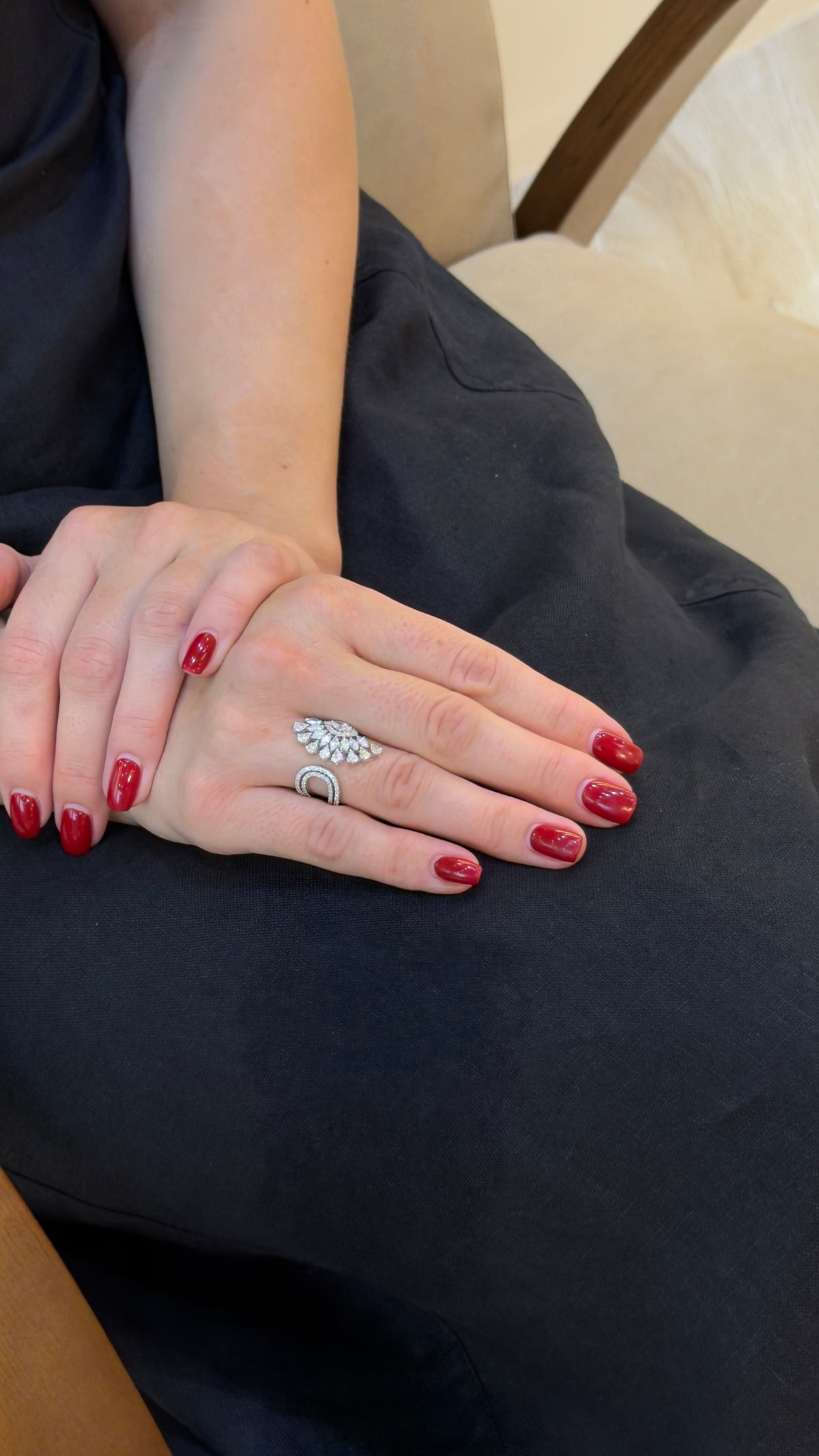 Dramatic Mixed-Cut Diamond Wing Ring - additional view