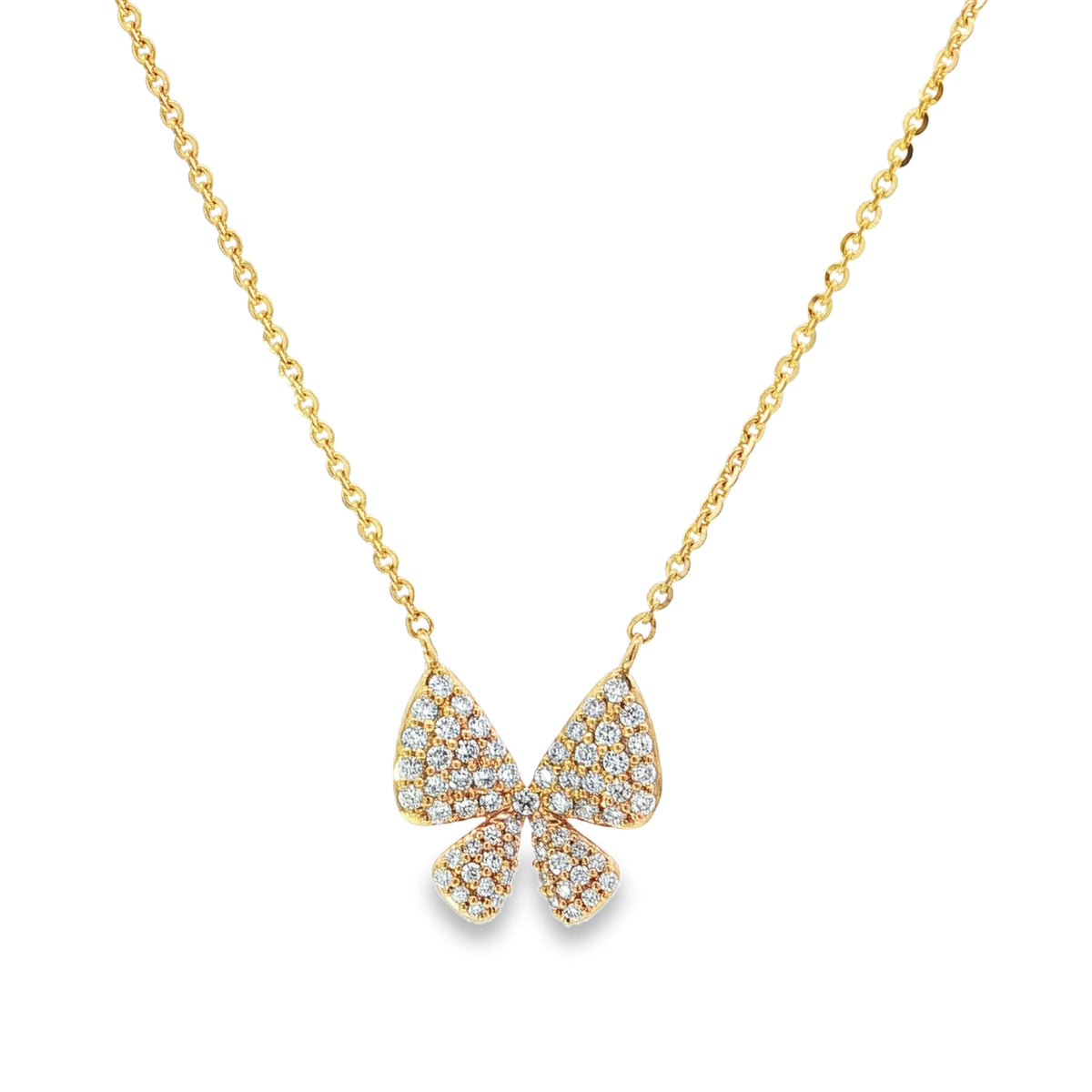Diamond Butterfly Yellow Gold Pendant front view