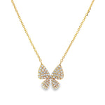 Diamond Butterfly Yellow Gold Pendant front view
