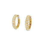 Pavé Lattice Yellow Gold Hoops front view