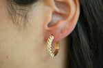 Refined Pavé Lattice Yellow Gold Hoops - additional view