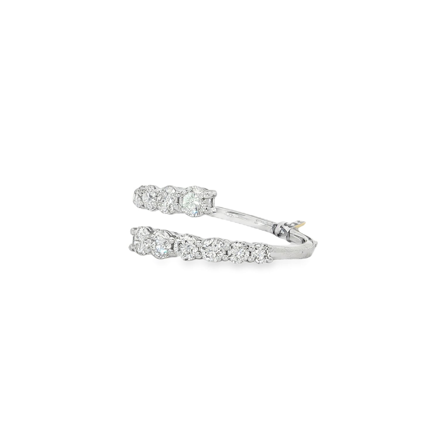 Round Diamond Parallel Bypass Ring in white gold angled view