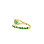 Emerald Diamond Wave Yellow Gold Ring angled view