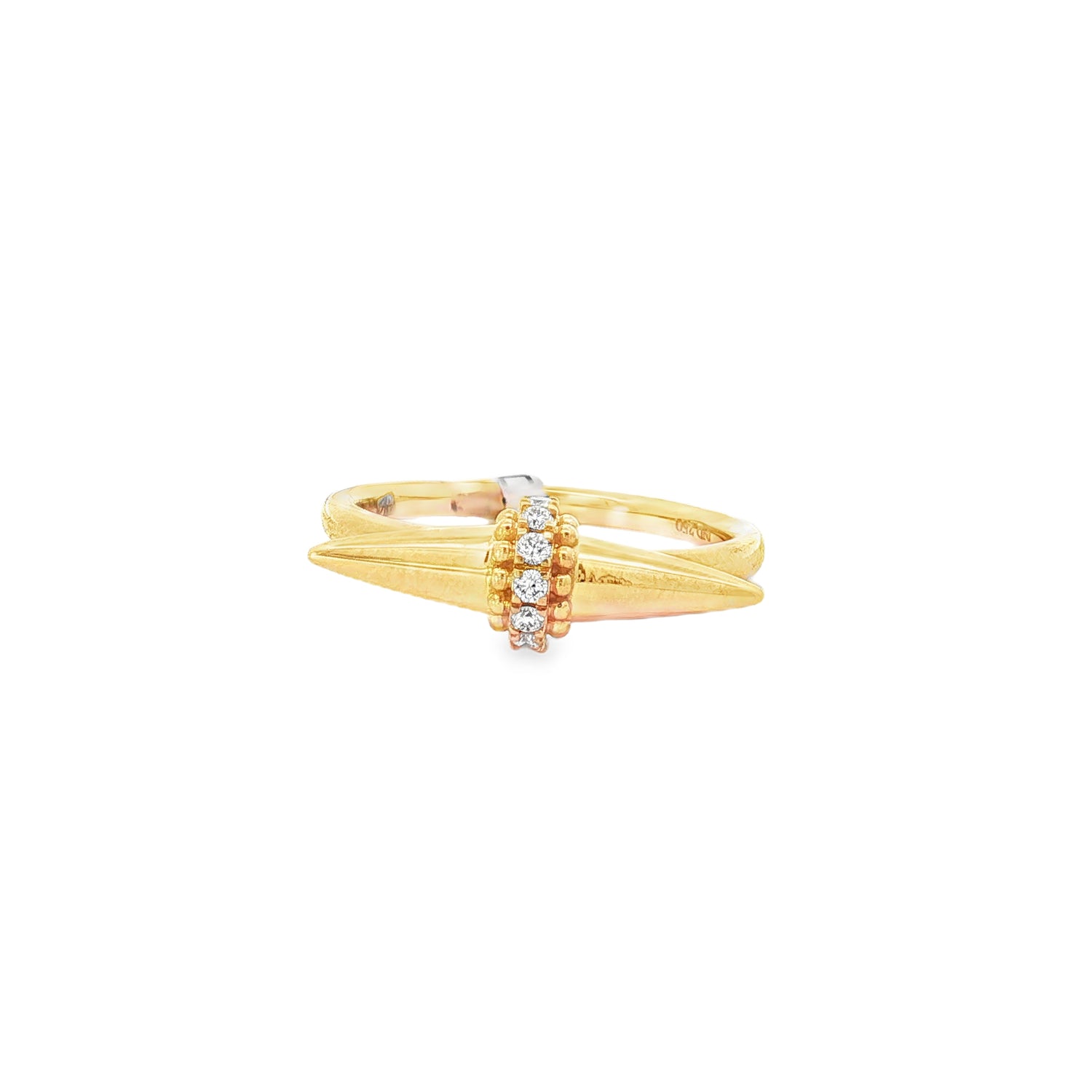 Diamond Arrow Yellow Gold Ring front view