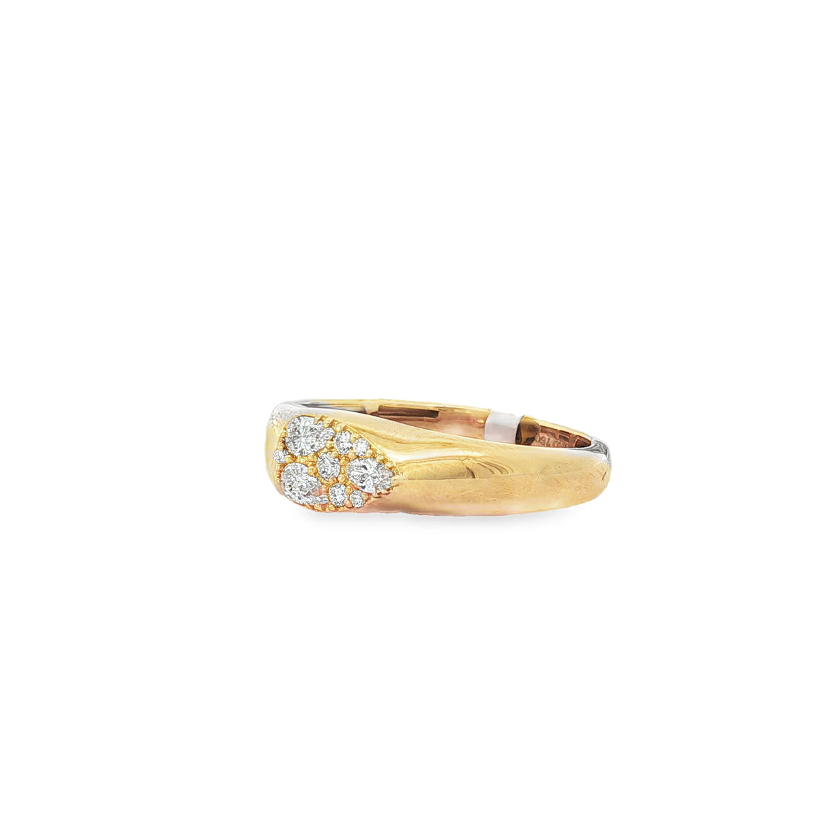 Floral Diamond Yellow Gold Signet Ring angled view