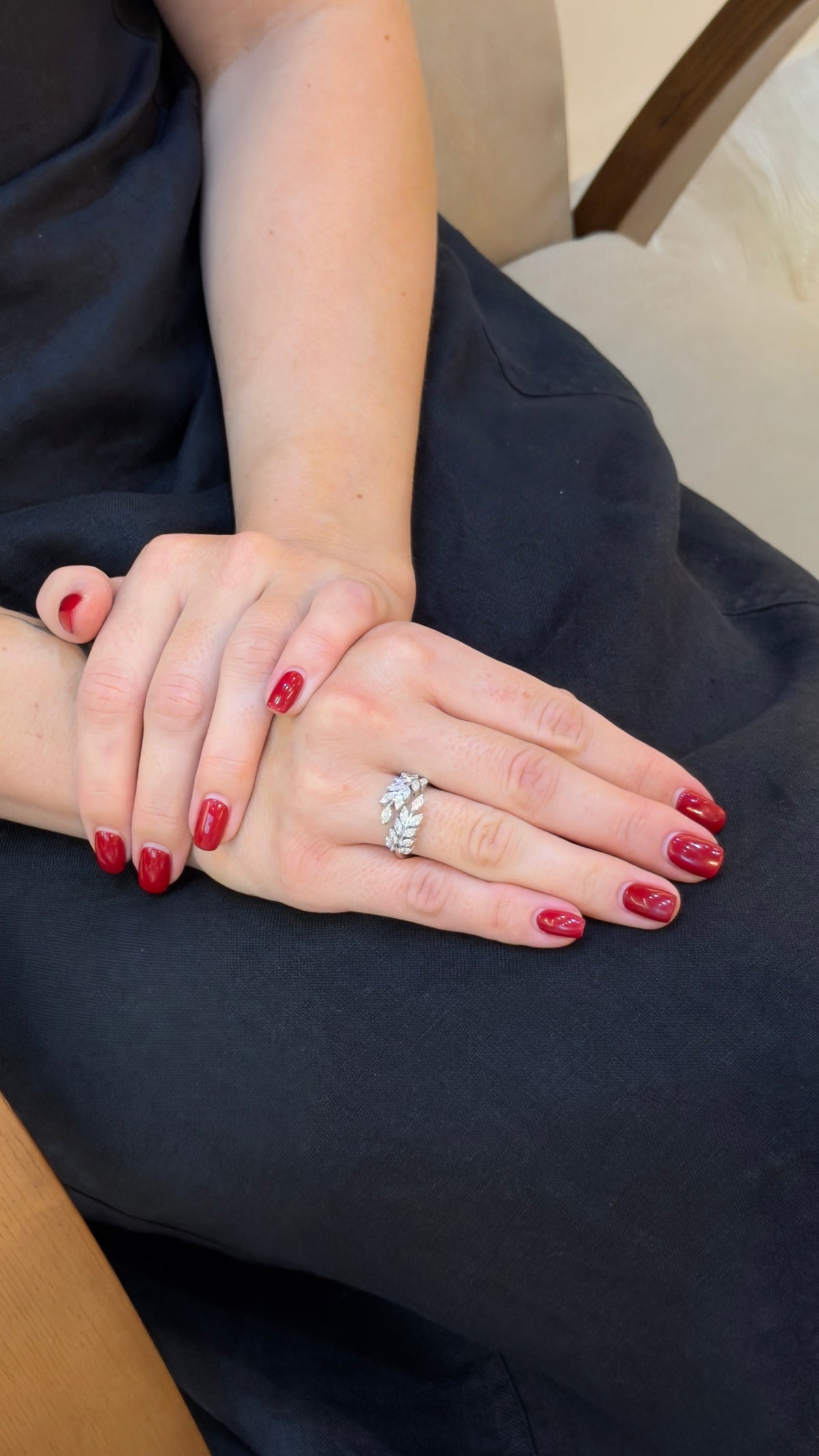Marquise Diamond Laurel Open Ring - additional view