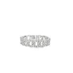 Diamond Cuban Link Ring in white gold front view