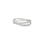 Parallel Pavé Diamond Crossover Ring in white gold angled view