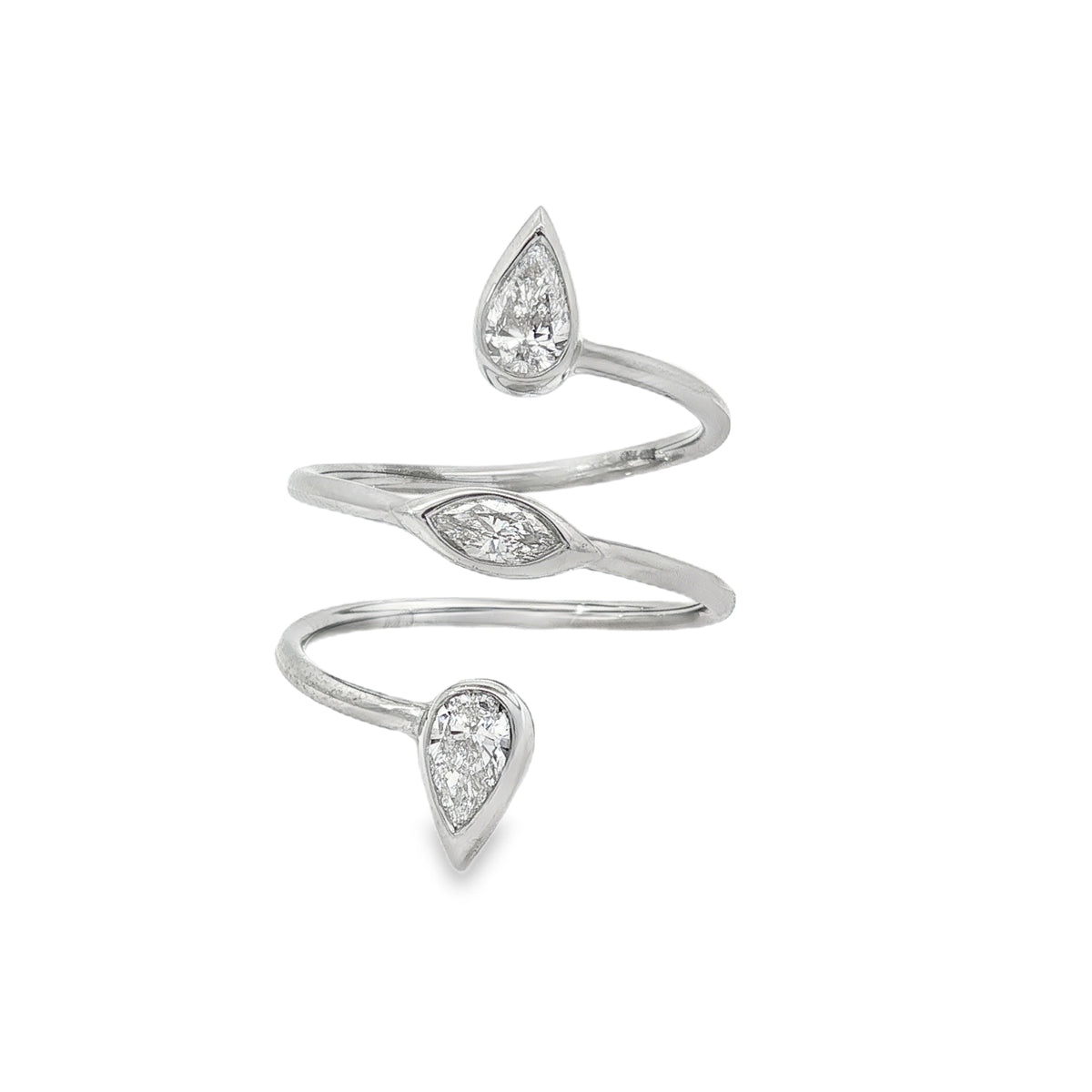 Graceful Mixed-Cut Diamond Spiral Ring