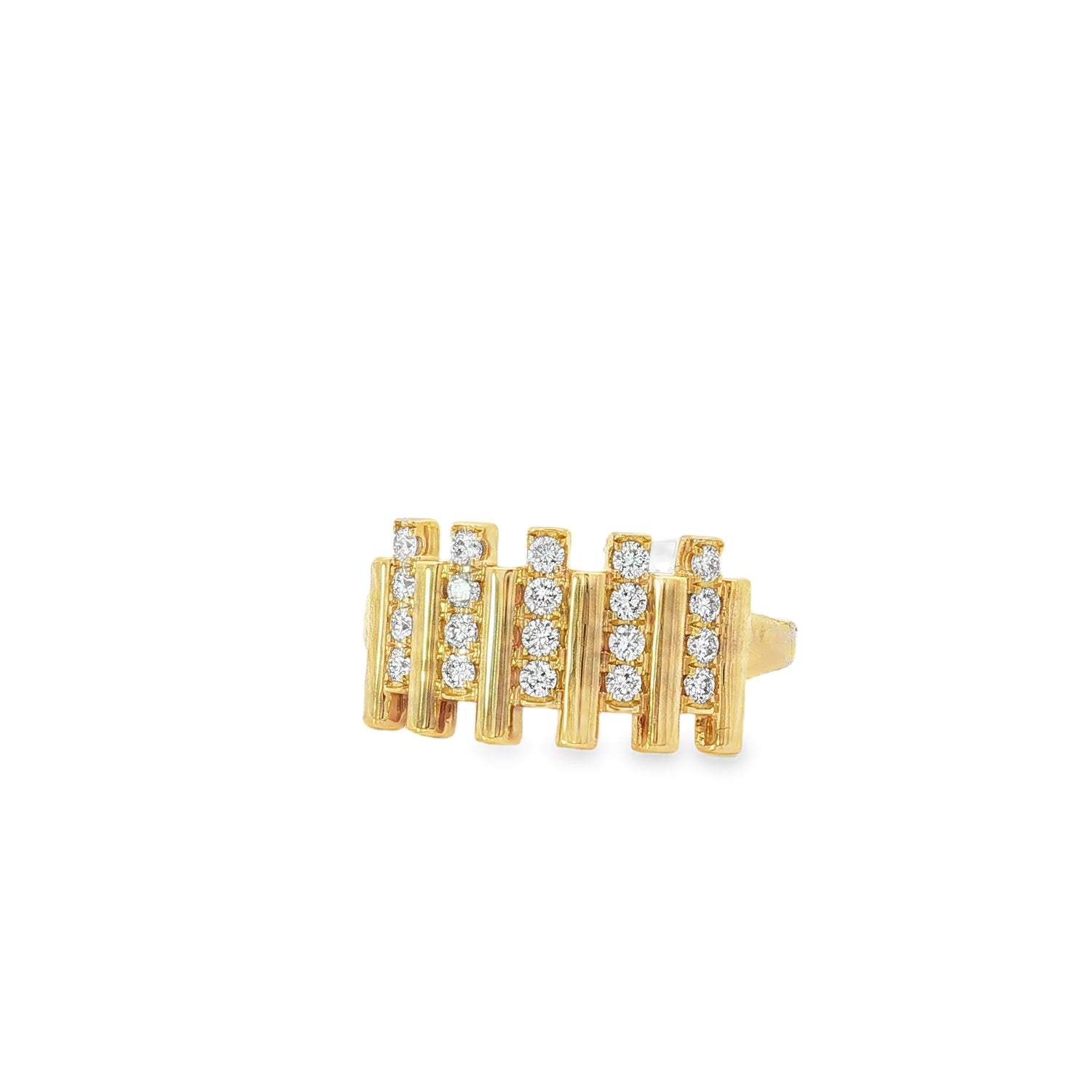 Diamond Bar Yellow Gold Ring front view