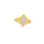Diamond Yellow Gold Signet Ring front view