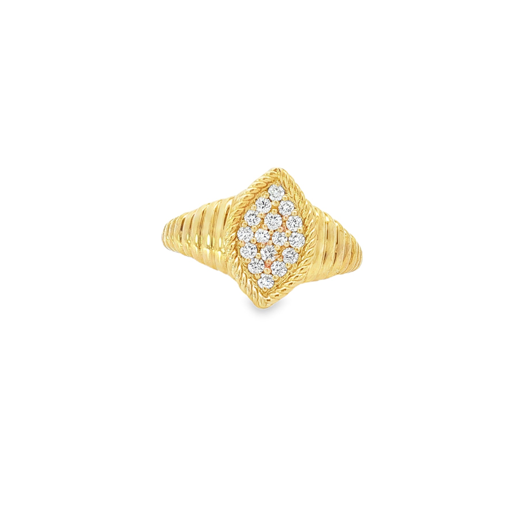Diamond Yellow Gold Signet Ring front view