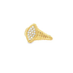 Diamond Yellow Gold Signet Ring angled view