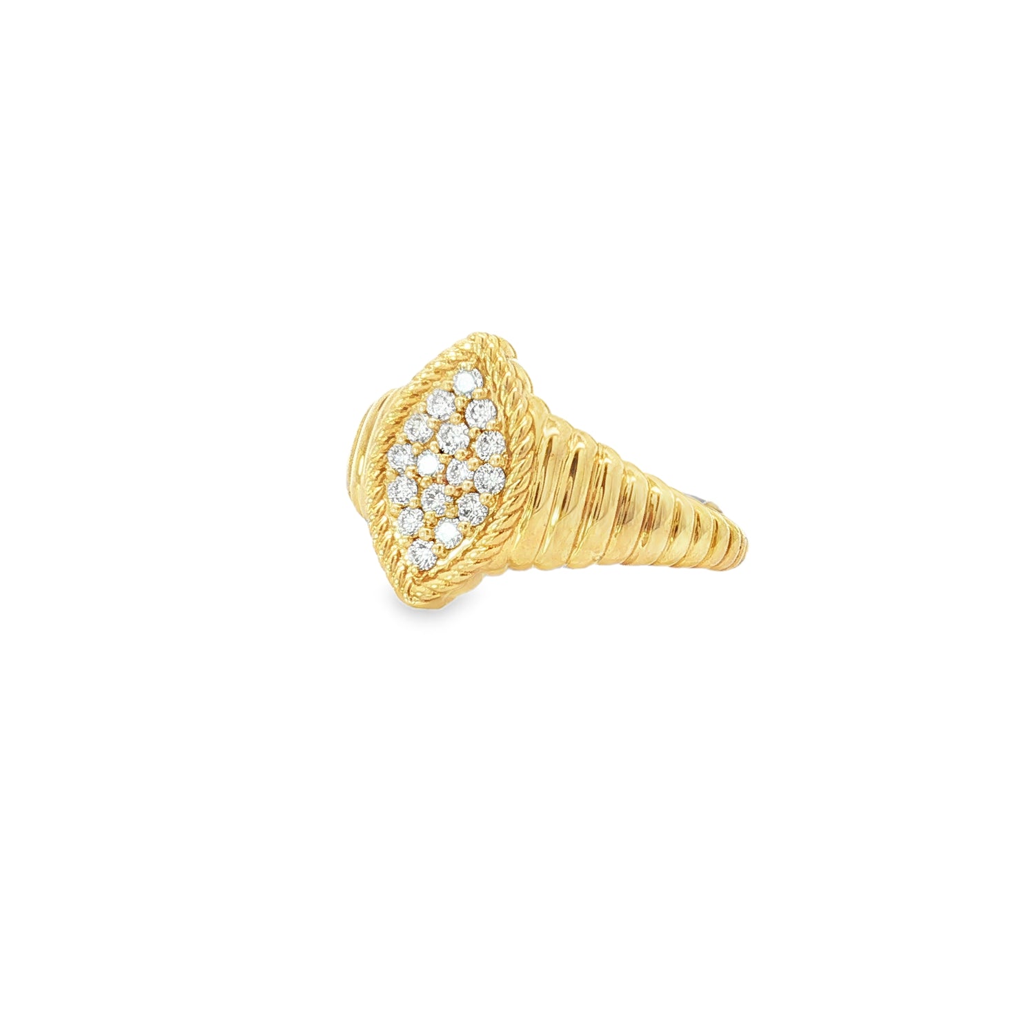 Diamond Yellow Gold Signet Ring angled view