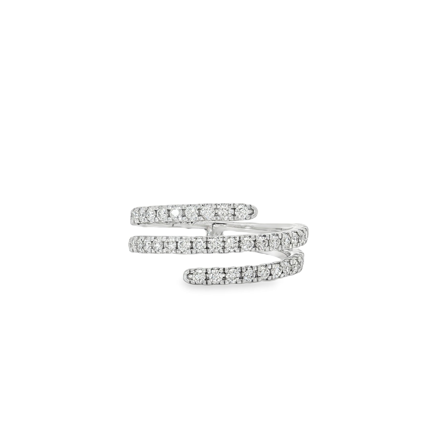 Diamond Four-Row Open Ring in white gold front view