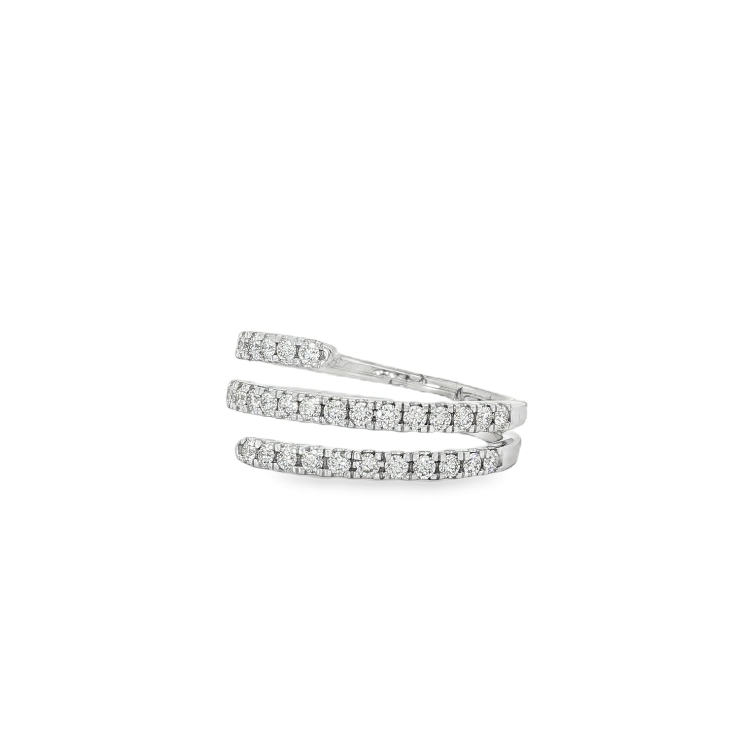 Diamond Four-Row Open Ring in white gold angled view