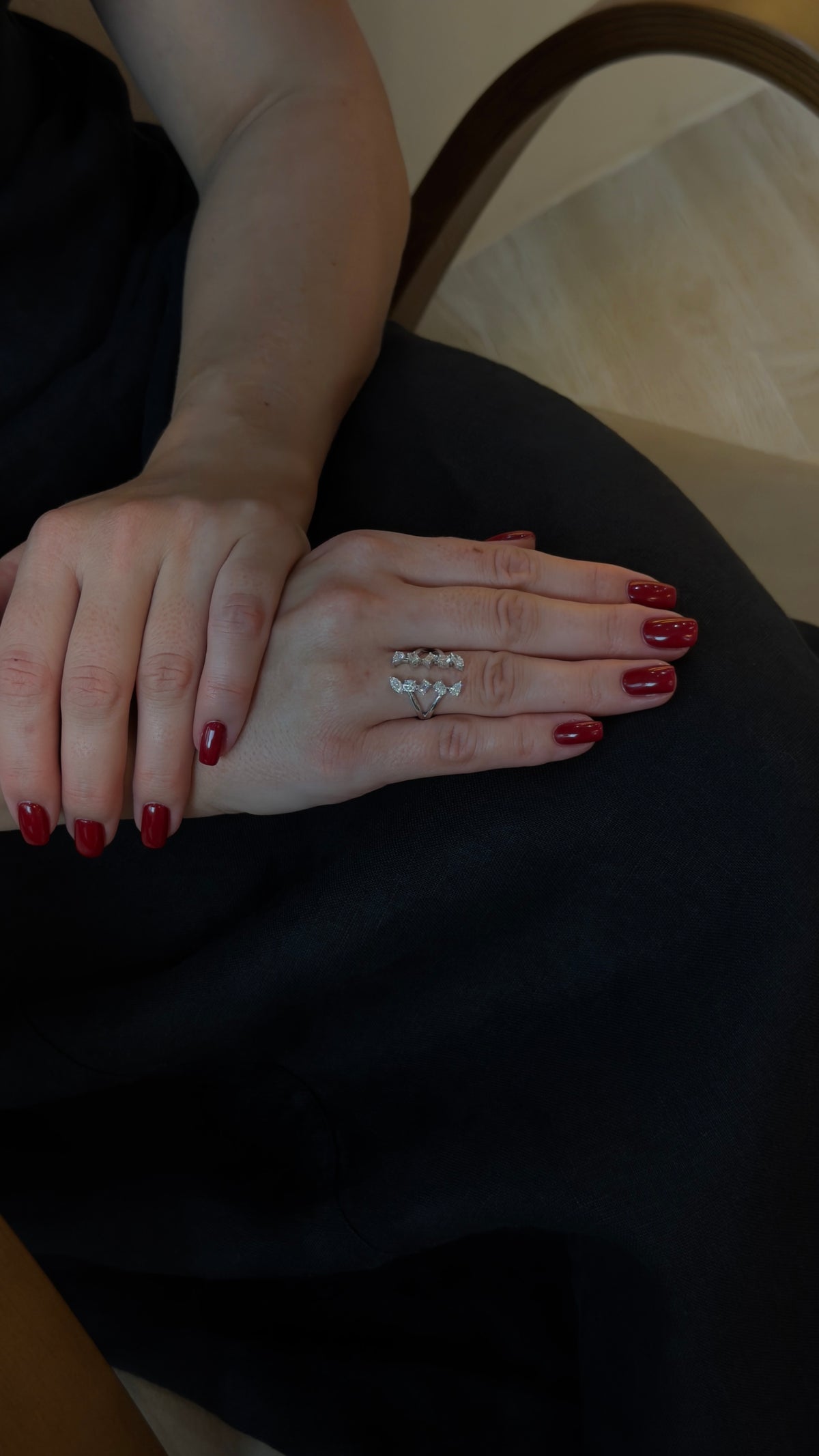 Mixed-Cut Diamond Two-Sided Open Ring - additional view