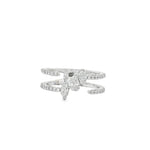 Pear Diamond Triple-Band Ring in white gold front view