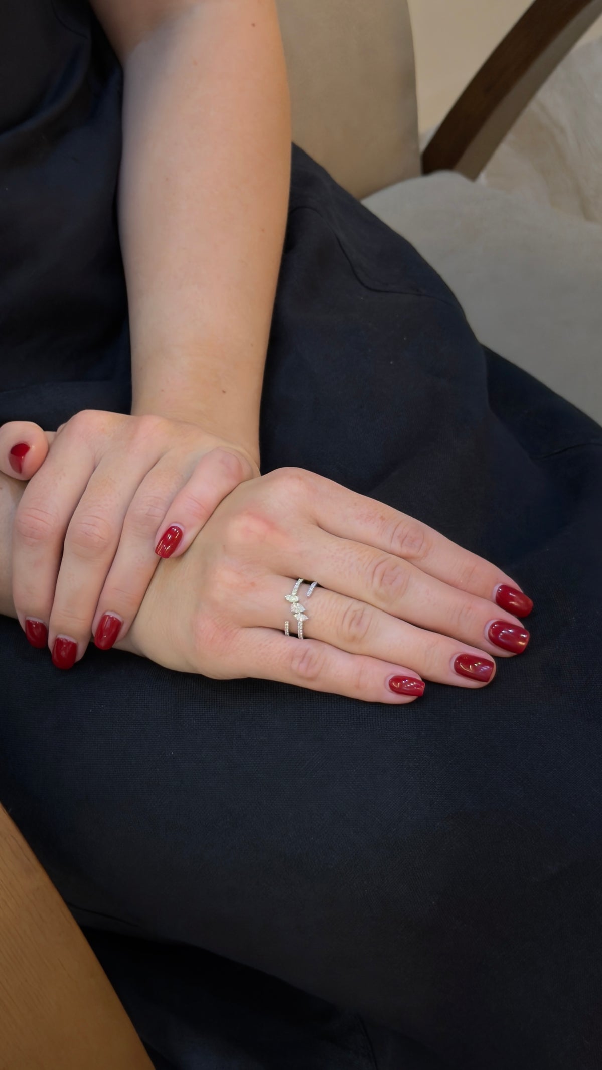 Delicate Pear Diamond Triple-Band Ring - additional view
