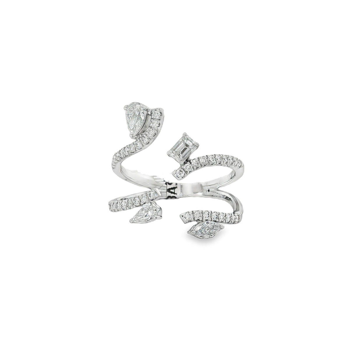 Mixed-Cut Diamond Wrap Ring in white gold front view