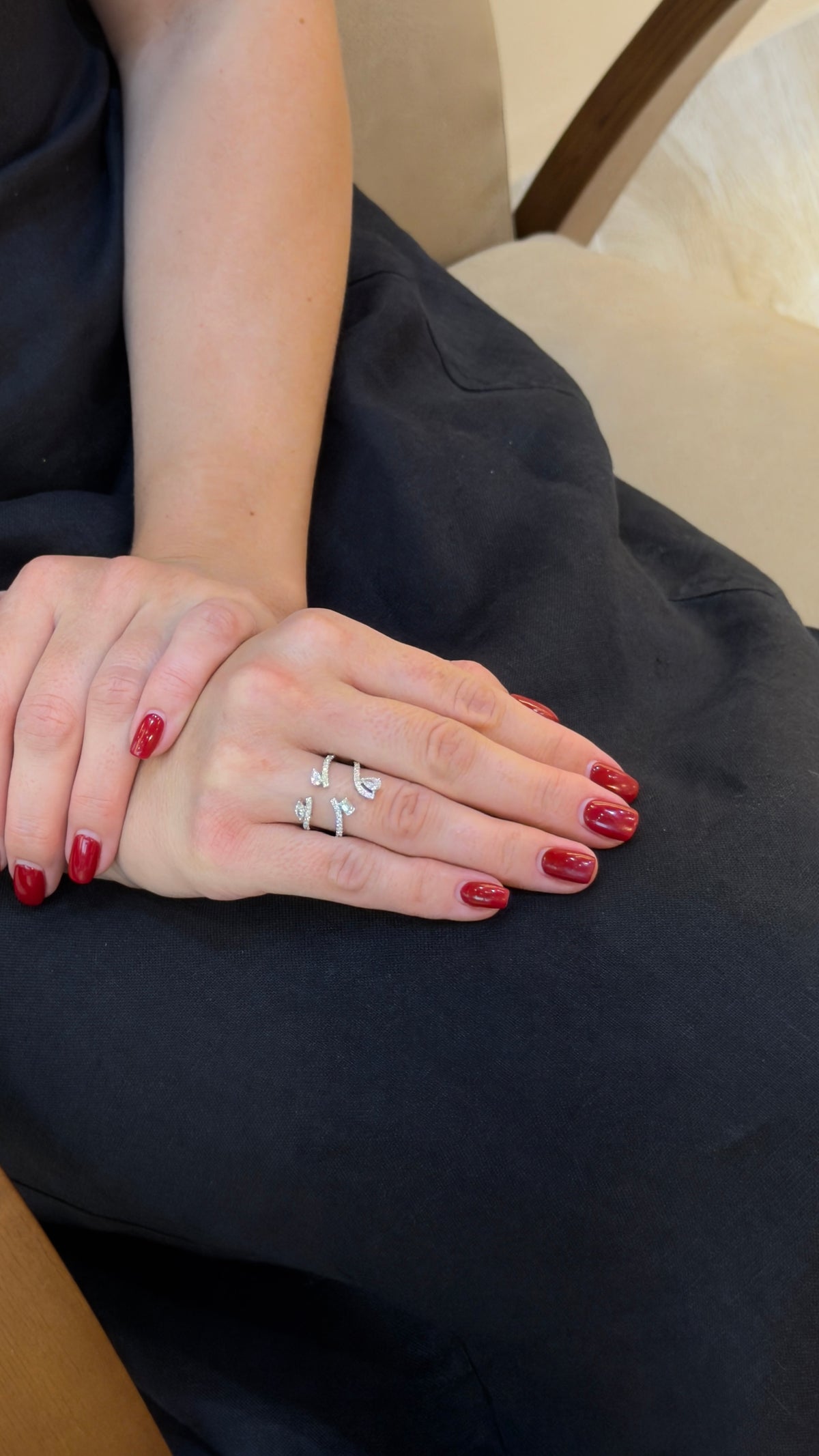 Sculptural Mixed-Cut Diamond Wrap Ring - additional view