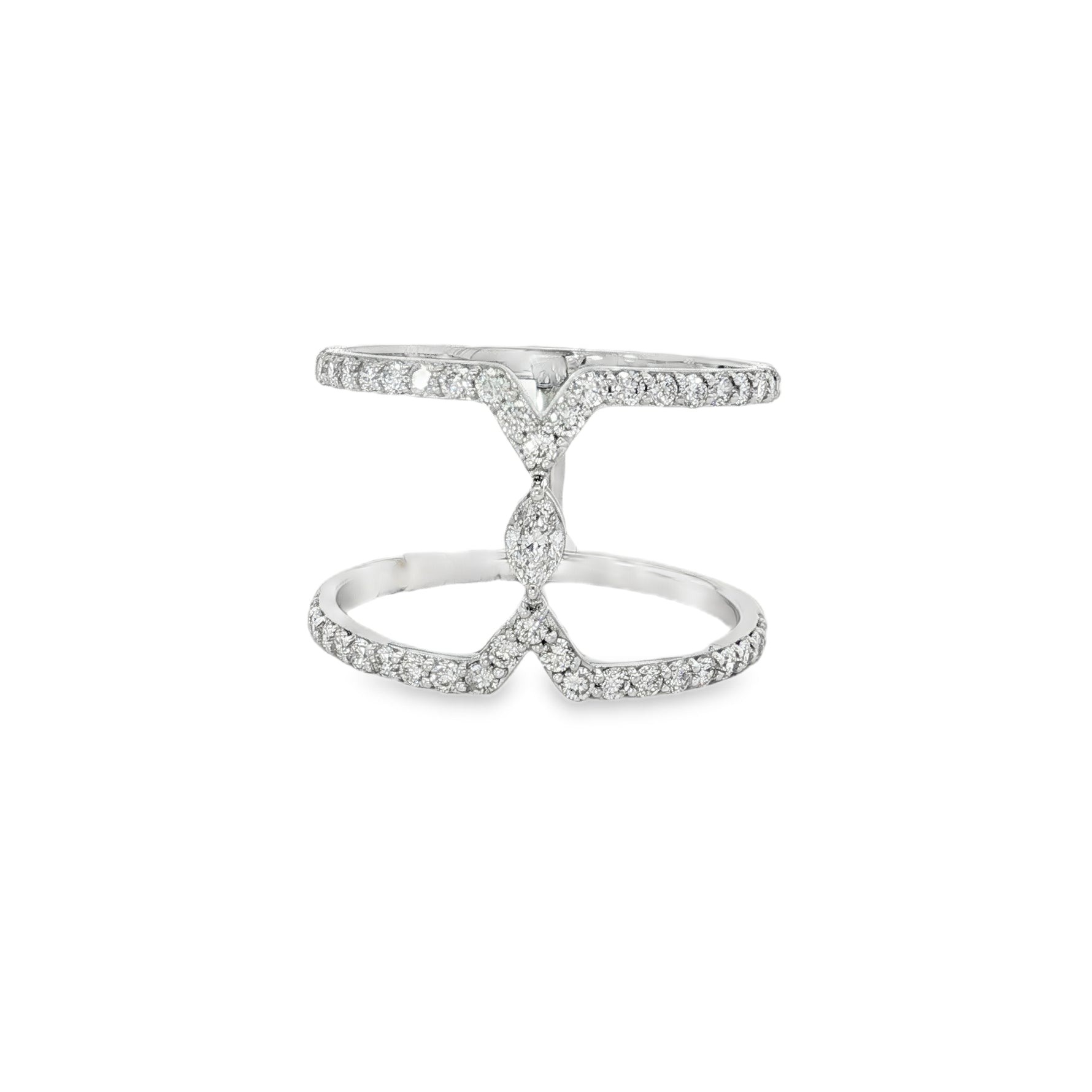 Diamond Bridge Double-Band Ring in white gold front view