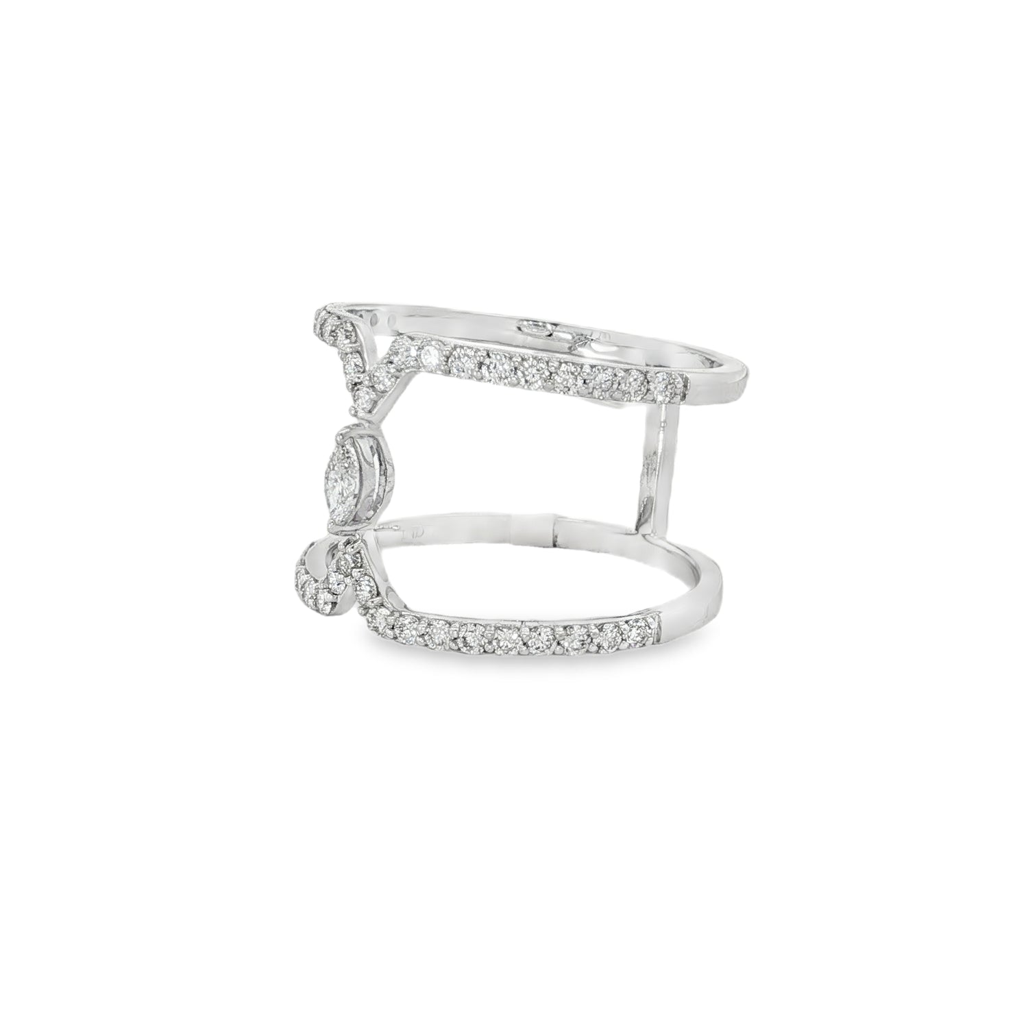 Diamond Bridge Double-Band Ring in white gold angled view