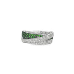 Tsavorite Diamond Double-Row Crossover Ring in white gold front view