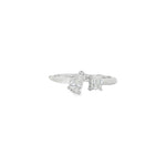 Pear and Emerald-Cut Two-Stone Diamond Ring in white gold front view