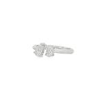 Pear and Emerald-Cut Two-Stone Diamond Ring in white gold angled view