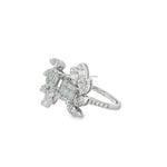 Baguette Diamond Botanical Cluster Ring in white gold angled view
