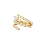 Pear Diamond Layered Yellow Gold Ring angled view