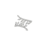 Diamond Leaf Wrap Ring in white gold front view