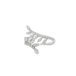 Diamond Leaf Wrap Ring in white gold angled view