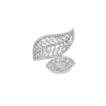 Baguette Diamond Double-Leaf Ring in white gold front view