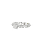 Emerald-Cut Diamond Cuban Link Ring in white gold angled view