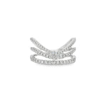 Pavé Diamond Crossover Ring in white gold front view