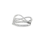 Pavé Diamond Crossover Ring in white gold angled view