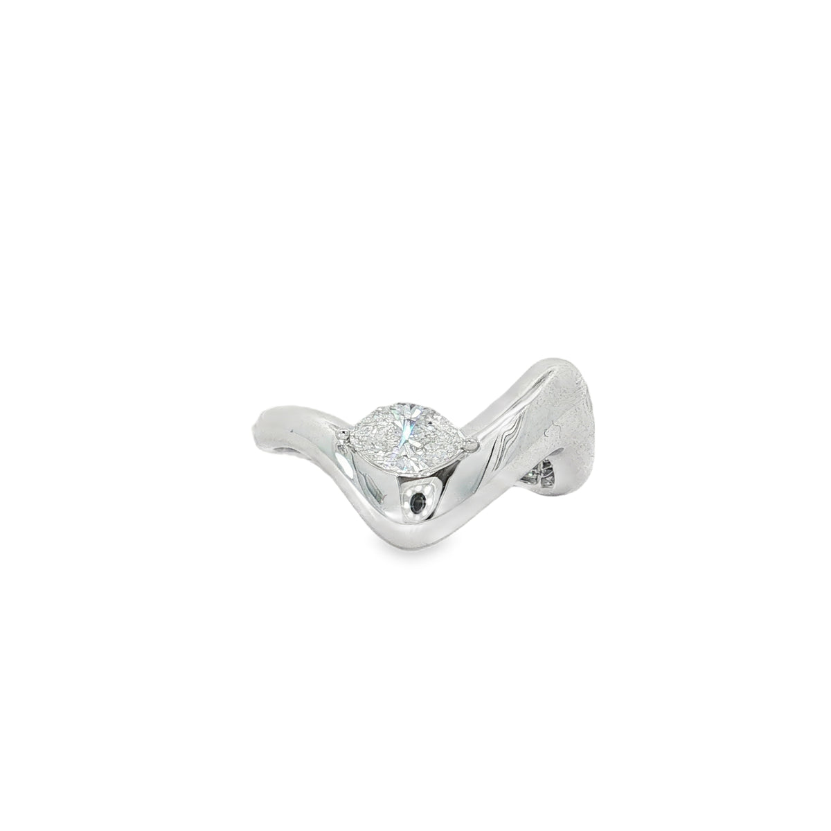 Marquise Diamond Wave Ring in white gold front view