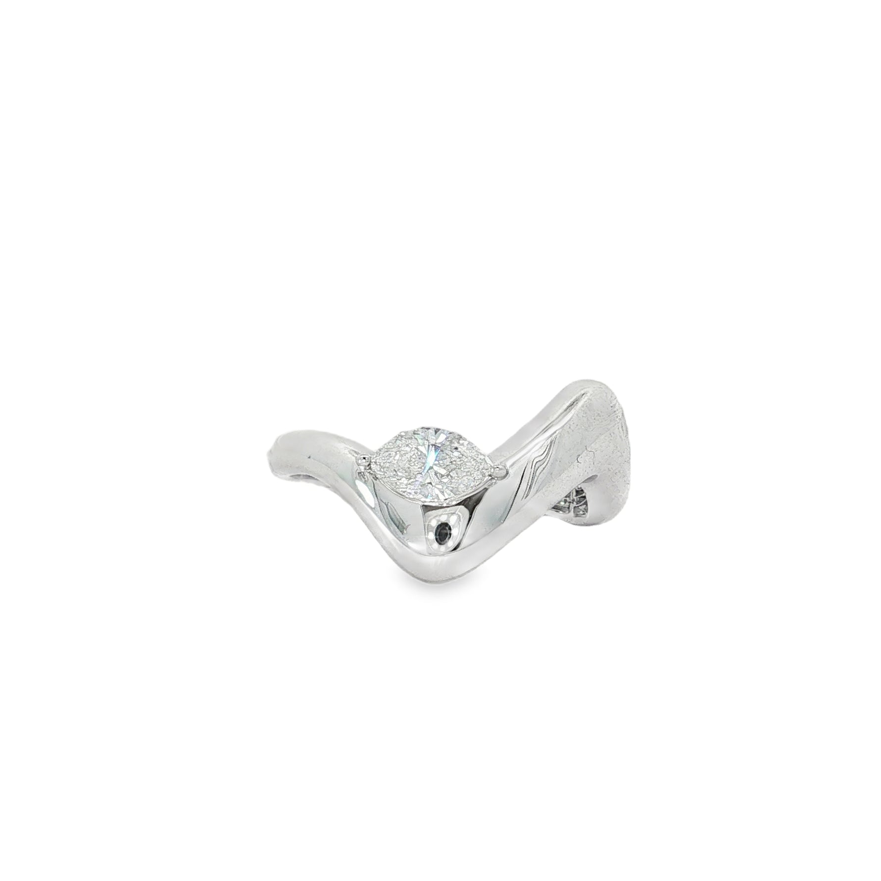 Marquise Diamond Wave Ring in white gold front view