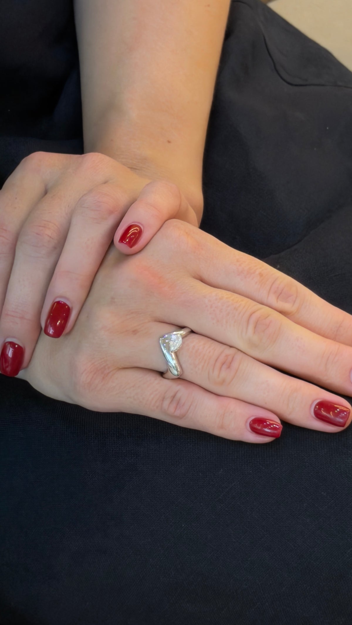 Modern Marquise Diamond Wave Ring - additional view