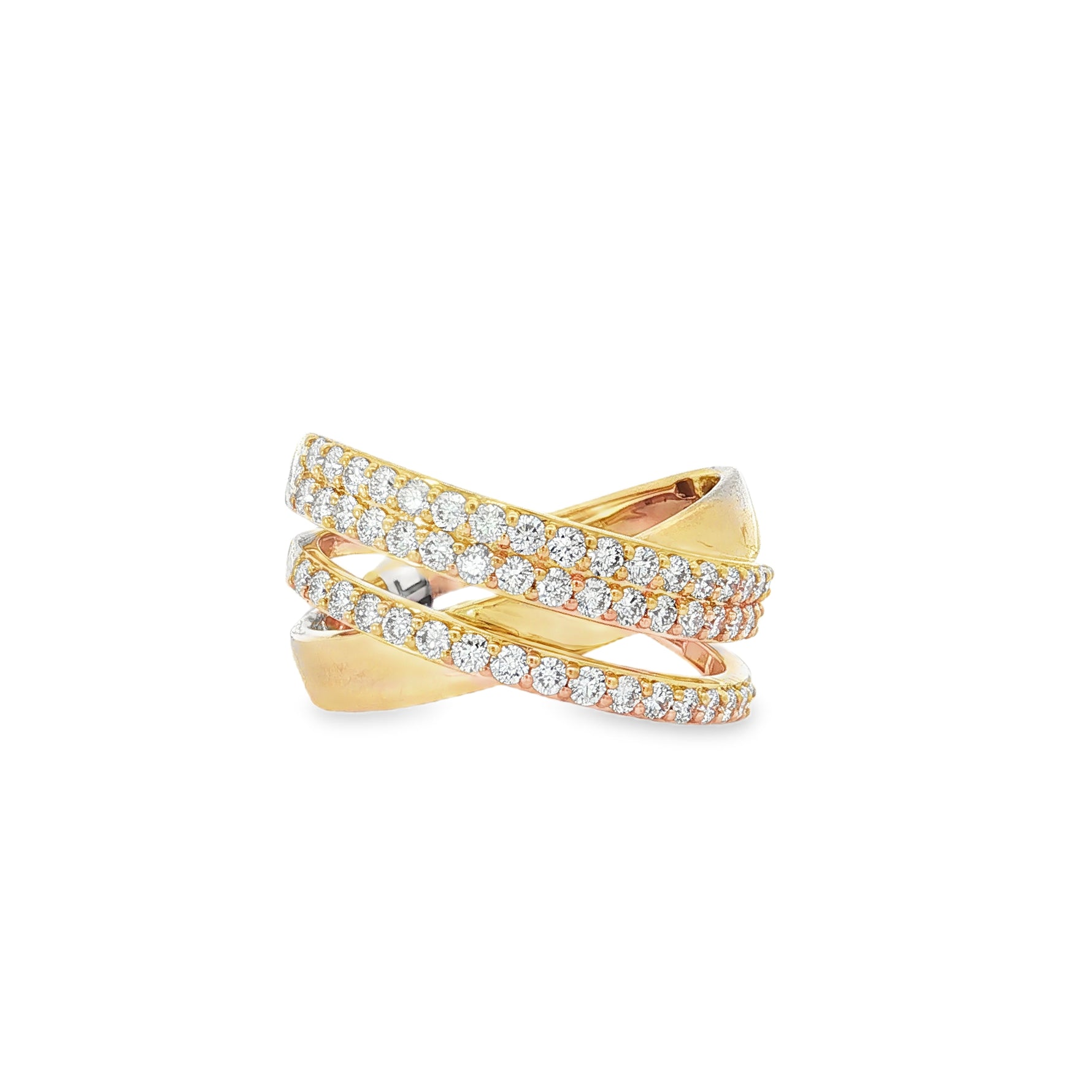 Pavé Diamond Yellow Gold Wrap Ring front view